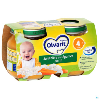 Olvarit jardiniere de legumes au riz    4m 2x125g