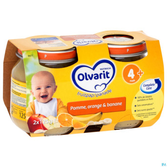 Olvarit fruit pomme-orange-banane    4m 2x125g
