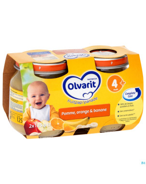 Olvarit fruit pomme-orange-banane    4m 2x125g