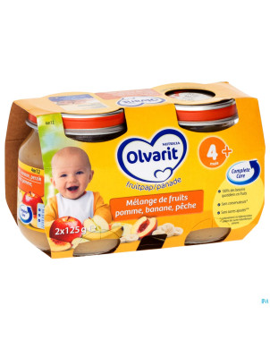 Olvarit cocktail de fruits pom-ban-peche 4m 2x125g