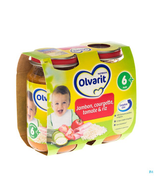 Olvarit courgette tomate-riz-jambon    6m 2x200g