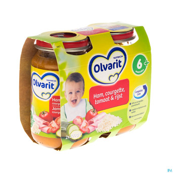 Olvarit courgette tomate-riz-jambon    6m 2x200g