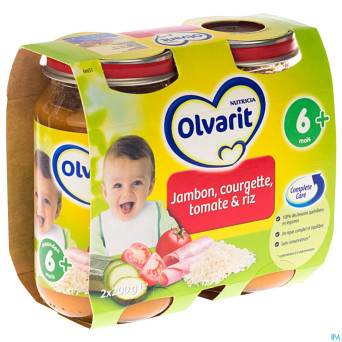 Olvarit courgette tomate-riz-jambon    6m 2x200g