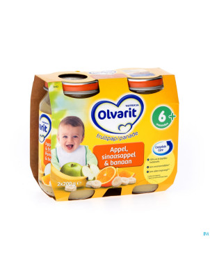 Olvarit fruit pomme-orange-banane    6m 2x200g