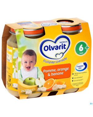 Olvarit fruit pomme-orange-banane    6m 2x200g