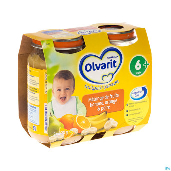 Olvarit melange de fruits banan-or-poire 6m 2x200g