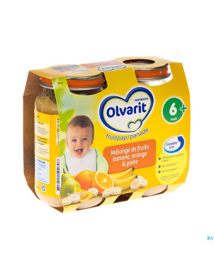 Olvarit melange de fruits banan-or-poire 6m 2x200g