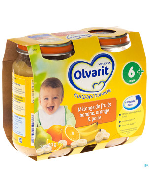 Olvarit melange de fruits banan-or-poire 6m 2x200g