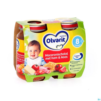 Olvarit plat macaronis jambon+fromage    8m 2x200g