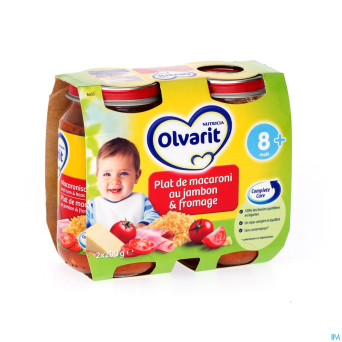 Olvarit plat macaronis jambon+fromage    8m 2x200g