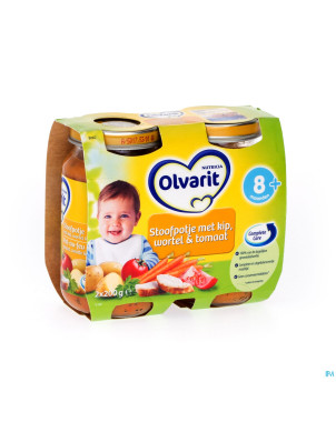 Olvarit pot au feu poulet-carotte-tomate 8m 2x200g