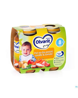 Olvarit pot au feu poulet-carotte-tomate 8m 2x200g