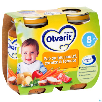 Olvarit pot au feu poulet-carotte-tomate 8m 2x200g