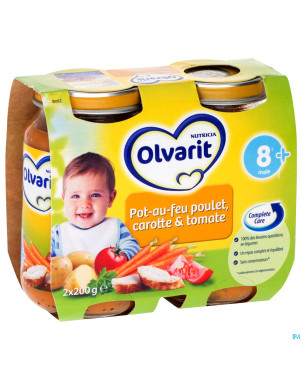Olvarit pot au feu poulet-carotte-tomate 8m 2x200g