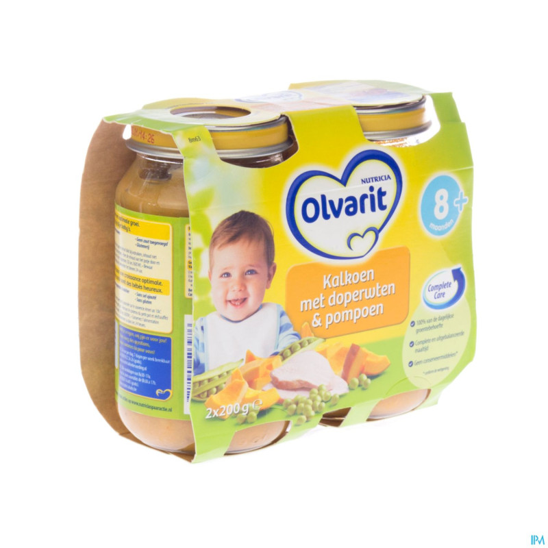 Olvarit potiron petits pois-dinde    8m 2x200g