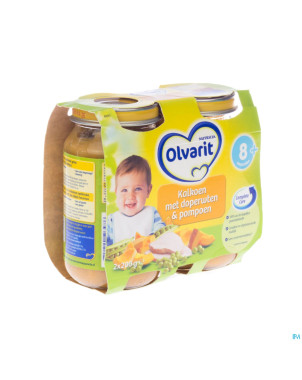 Olvarit potiron petits pois-dinde    8m 2x200g