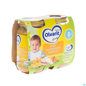 Olvarit potiron petits pois-dinde    8m 2x200g