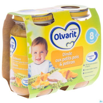 Olvarit potiron petits pois-dinde    8m 2x200g