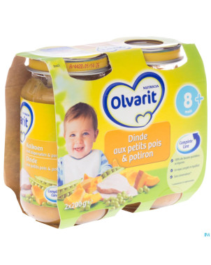 Olvarit potiron petits pois-dinde    8m 2x200g