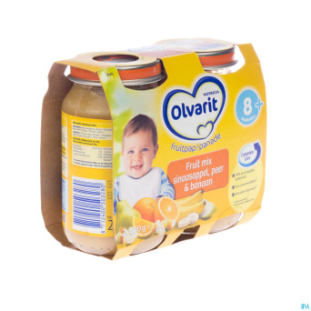 Olvarit cocktail fruits orange-poir-ban. 8m 2x200g