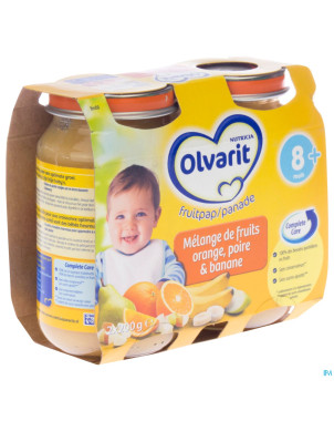 Olvarit cocktail fruits orange-poir-ban. 8m 2x200g