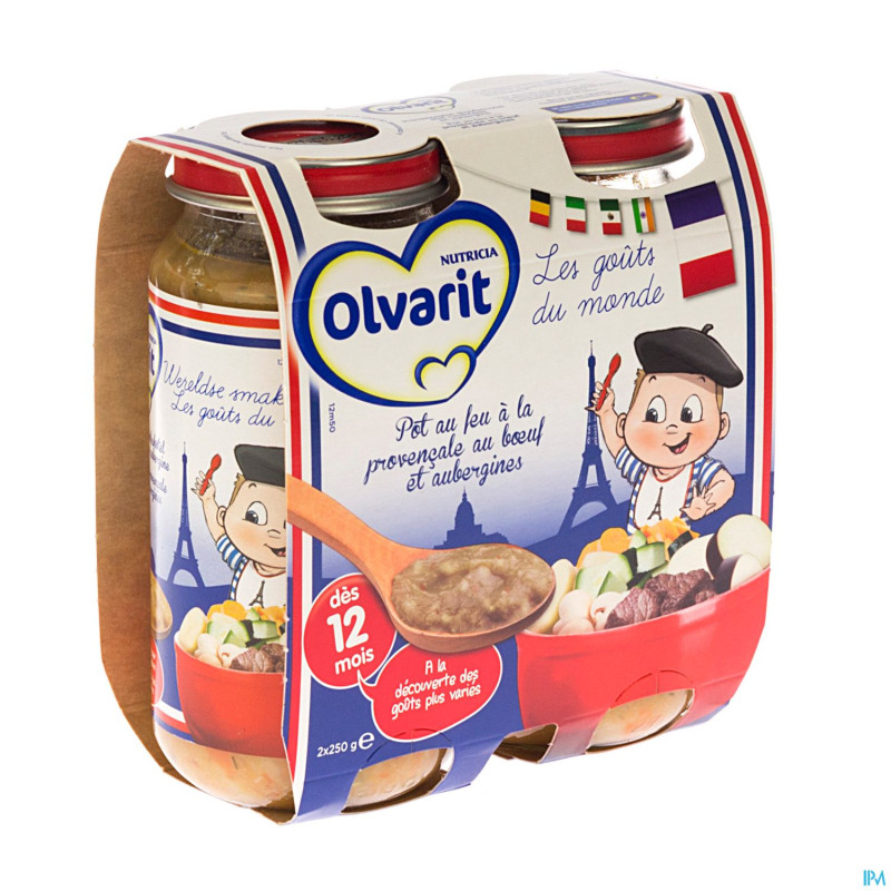 Olvarit pot au feu provenc+boeuf+auberg.12m 2x250g