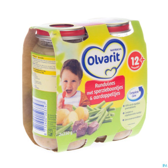 Olvarit haricots verts pdt-boeuf    12m 2x250g