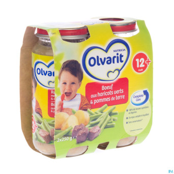 Olvarit haricots verts pdt-boeuf    12m 2x250g