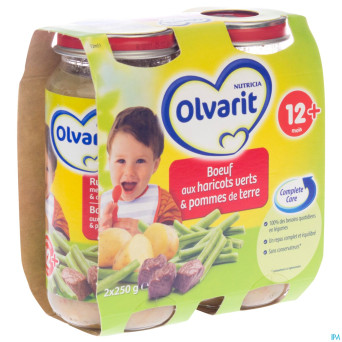 Olvarit haricots verts pdt-boeuf    12m 2x250g