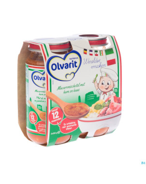 Olvarit plat macaronis jambon-fromage   12m 2x250g