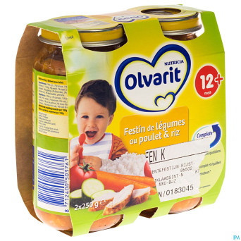 Olvarit festin legumes riz-poulet    12m 2x250g