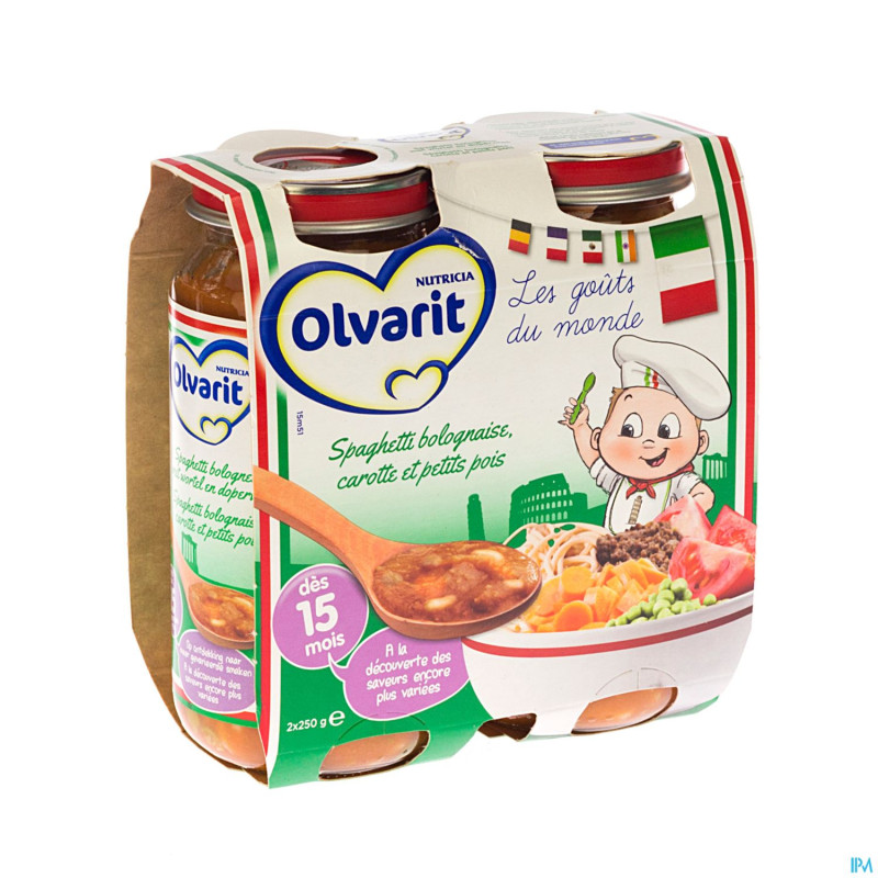 Olvarit spaghetti bologn.carotte-p.pois 15m 2x250g