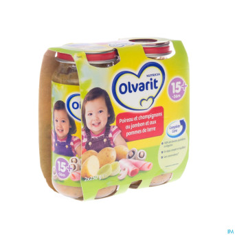 Olvarit poireau champignons-jambon-pdt  15m 2x250g