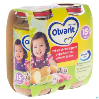 Olvarit poireau champignons-jambon-pdt  15m 2x250g