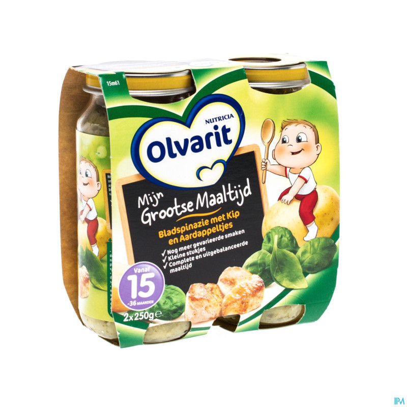 Olvarit feuille epinards pdt-poulet    15m 2x250g