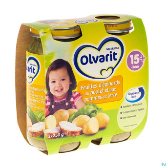 Olvarit feuille epinards pdt-poulet    15m 2x250g