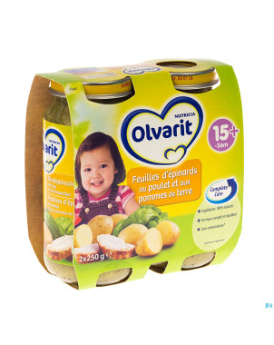 Olvarit feuille epinards pdt-poulet    15m 2x250g