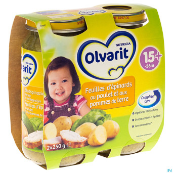Olvarit feuille epinards pdt-poulet    15m 2x250g