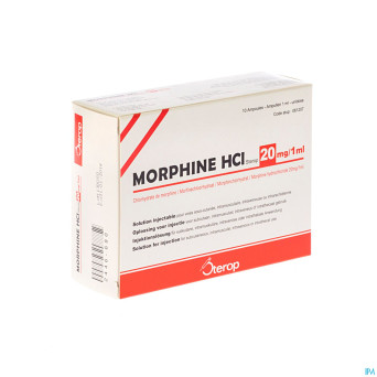 Morphine hcl 20mg/1ml 10 x 1 ud