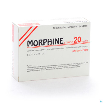 Morphine hcl 20mg/1ml 10 x 1 ud