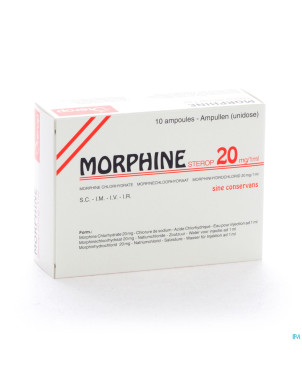 Morphine hcl 20mg/1ml 10 x 1 ud