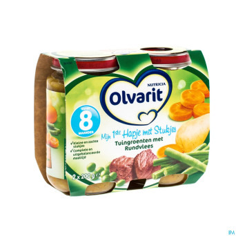 Olvarit jardiniere legumes au boeuf    8m 2x200g