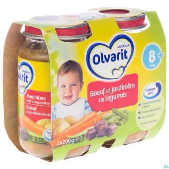 Olvarit jardiniere legumes au boeuf    8m 2x200g