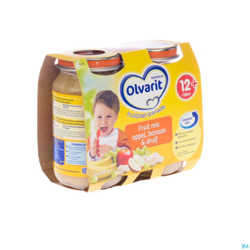 Olvarit melange fruit banane-rais-pomme 12m 2x200g