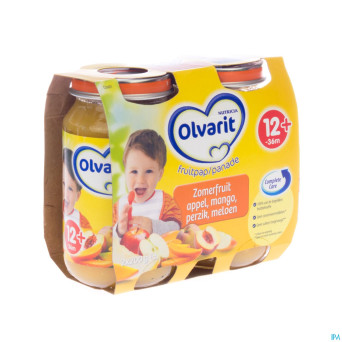 Olvarit fruit ete pom-mang.-peche-melon 12m 2x200g