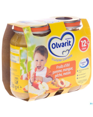 Olvarit fruit ete pom-mang.-peche-melon 12m 2x200g