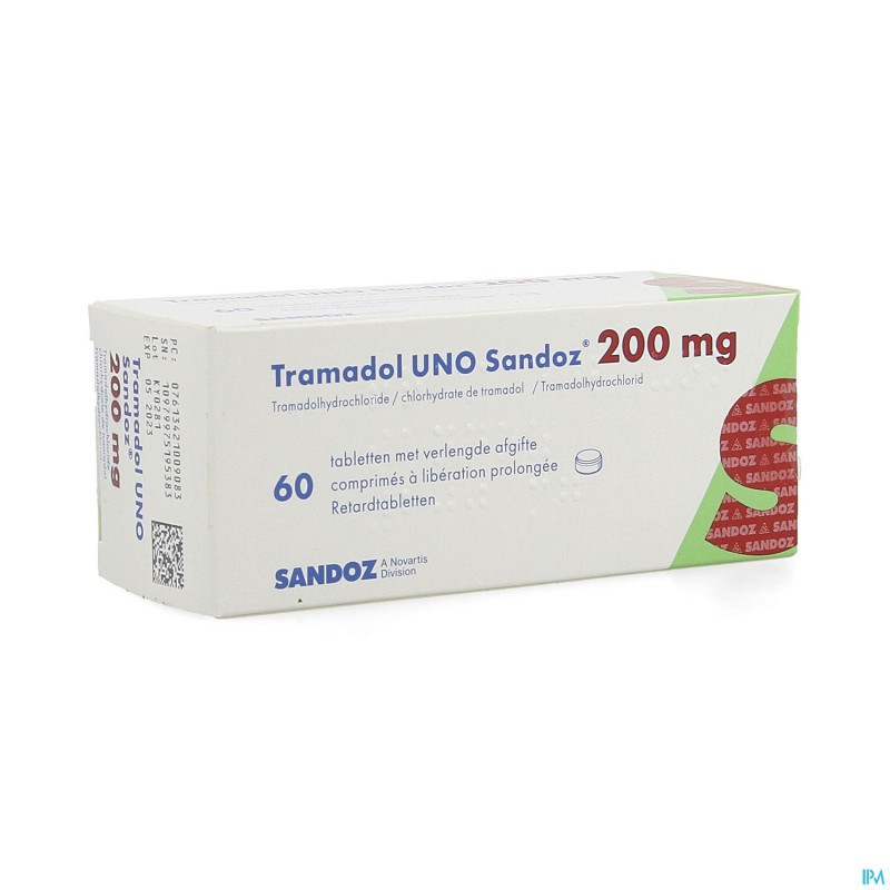Tramadol uno sandoz comp action prol 60 x 200 mg