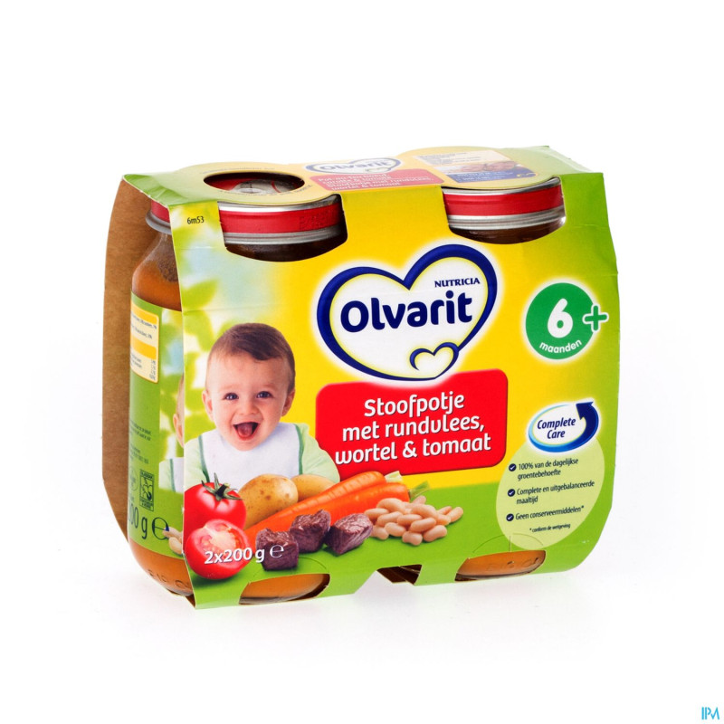 Olvarit pot au feu boeuf-carotte-tomate  6m 2x200g