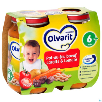 Olvarit pot au feu boeuf-carotte-tomate  6m 2x200g