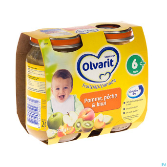 Olvarit fruits kiwi-peche-pomme nf    6m 2x200g